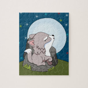 Quebra-cabeça Baby Wolf Howling At A Moon