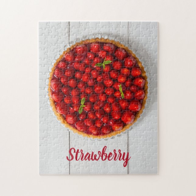 Quebra-cabeça Bagaço de morango com hortelã em madeira branca (Vertical)