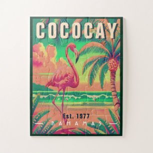 Quebra-cabeça Bahamas CocoCay Retro Flamingo Souvenir 1950
