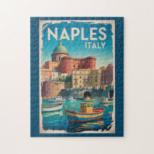 Quebra-cabeça Baía de Nápoles Itália Ilustração Arte de Viagem V