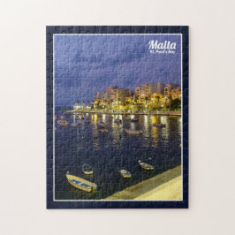 Quebra-cabeça Baía de São Paulo em Malta à Noite Ilha Mediterrân