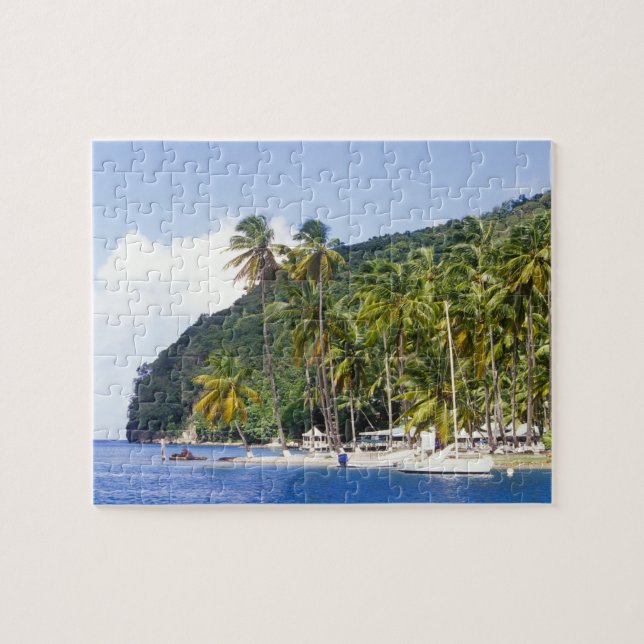 Quebra-cabeça Baía Marigot, Santa Lúcia, Caribe (Horizontal)