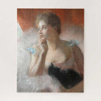 Quebra-cabeça Bailarina com pintura de gato preto da série