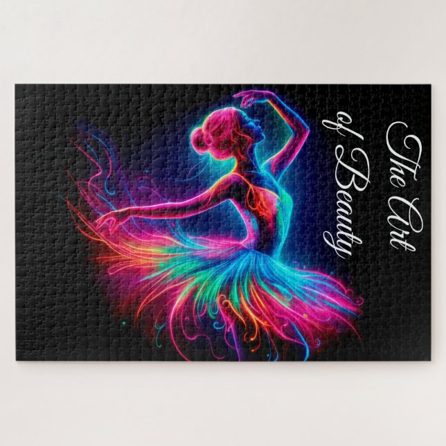Quebra-cabeça bailarina neon art, dançarina adorável boêmia, col (Horizontal)