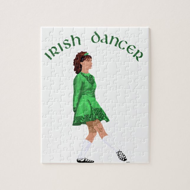 Quebra-cabeça Bailarino Irlandês de Sapato Macio em Verde (Vertical)