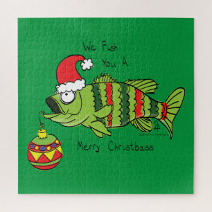 Quebra-cabeça Baixo Natal Engraçado Pesca Peixe Cartoon