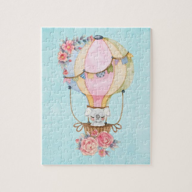 Quebra-cabeça Balão de Ar Quente Cinto com Aquarela de Urso  (Vertical)