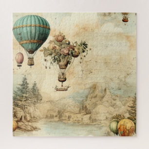 Quebra-cabeça Balão de Vintage Ar Quente em Paisagem Serena (1)