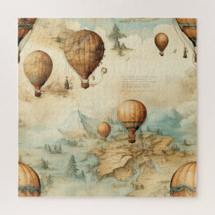 Quebra-cabeça Balão de Vintage Ar Quente em Paisagem Serena (2)