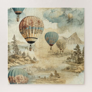 Quebra-cabeça Balão de Vintage Ar Quente em Paisagem Serena (7)