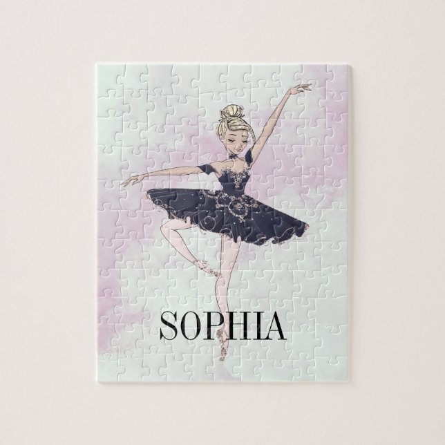 Quebra-cabeça Balé Ballerina Pessoal Azul Rosa (Vertical)