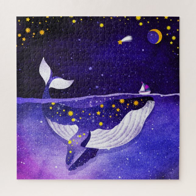 Quebra-cabeça Baleia Mágica: Noite do Oceano Negro (Vertical)