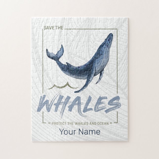 Quebra-cabeça Baleias de proteção à baleia e Cetáceos de aquarel (Vertical)