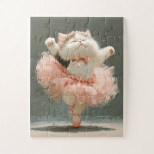 Quebra-cabeça Ballerina Cat, cor-de-rosa, Tutu Jigsera Quebra-ca