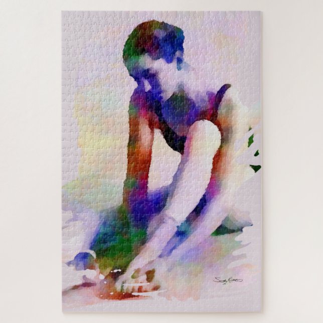 Quebra-cabeça Ballerina, Rosa, Aquarela Arte Contemporânea (Vertical)