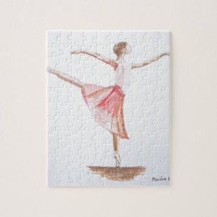 Quebra-cabeça Ballerina rosa balé de dançarina de aquarela Girly
