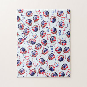Quebra-cabeça Balões - Bandeira Americana - Corações