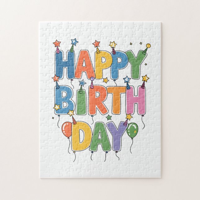 Quebra-cabeça Balões de Aniversário Feliz (Vertical)