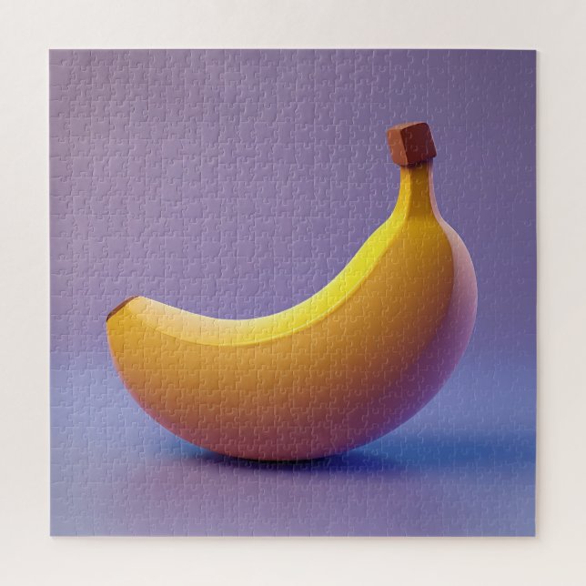 Quebra-cabeça Banana Fofa com Fundo Roxo (Vertical)