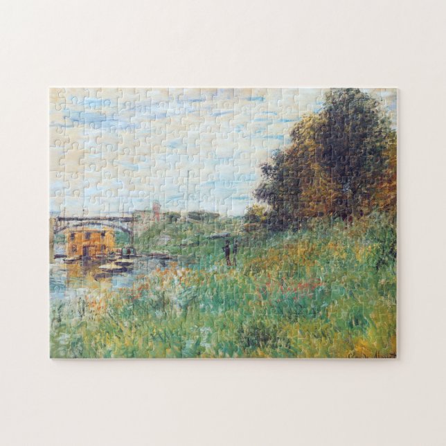 Quebra-cabeça Bancos de cerco na ponte argentina Monet Fine Art (Horizontal)