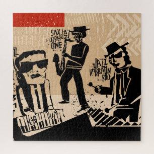 Quebra-cabeça Banda de Poster Vintage Jazz: Design Legal