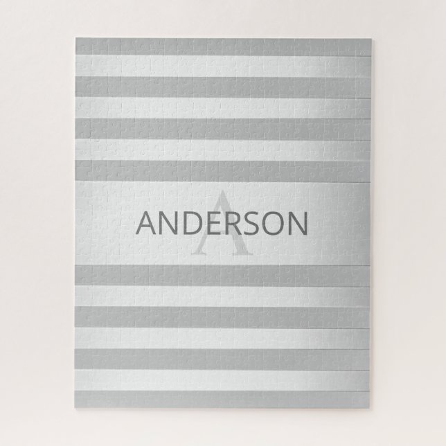 Quebra-cabeça Bandas de Ombre Silver Faux Contemporâneas e Cinza (Vertical)