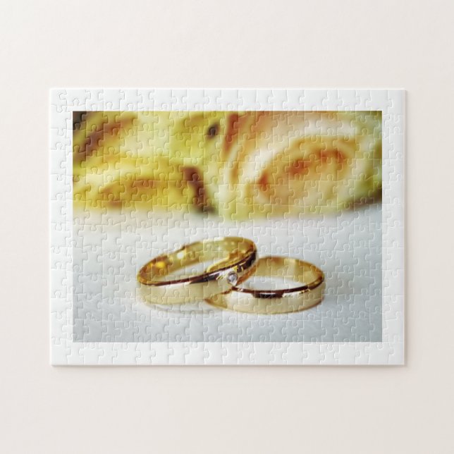 Quebra-cabeça Bandas Douradas de Casamento (Horizontal)
