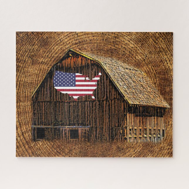 Quebra-cabeça Bandeira Americana do Barn Russo (Horizontal)