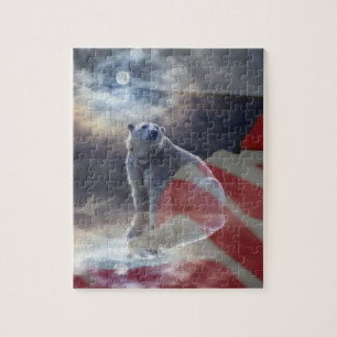 Quebra-cabeça Bandeira Americana do Urso Polar do Alasca