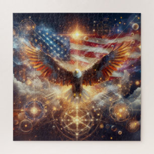 Quebra-cabeça Bandeira Americana - Estrelas e Stripes - Águia Ba