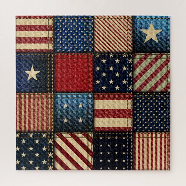 Quebra-cabeça Bandeira Americana, Patchwork Perfeitamente Padrão (Vertical)