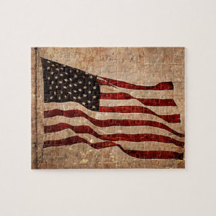 Quebra-cabeça Bandeira americana rústica - impressão patrióti