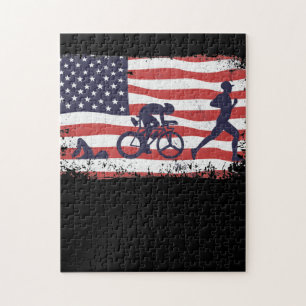 Quebra-cabeça Bandeira americana Triathlon