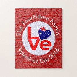 Quebra-cabeça Bandeira Australiana Vermelha Letras LOVE Branco s
