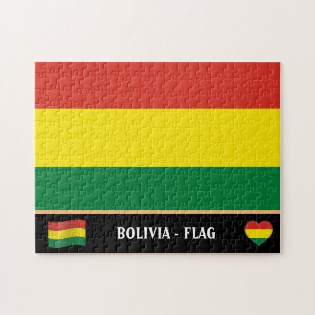 Quebra-cabeça Bandeira boliviana e país boliviano / Bolívia (Horizontal)
