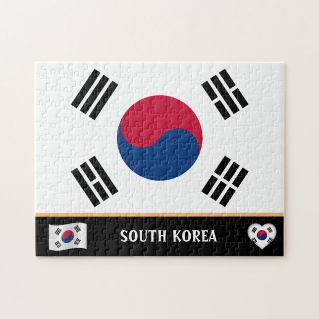 Quebra-cabeça Bandeira coreana e país coreano / Coreia do Sul (Horizontal)