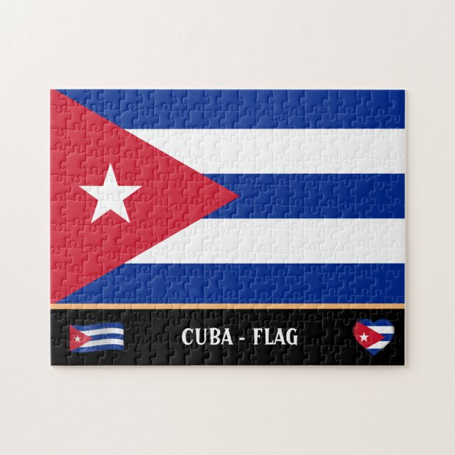 Quebra-cabeça Bandeira cubana e país cubano / Cuba (Horizontal)