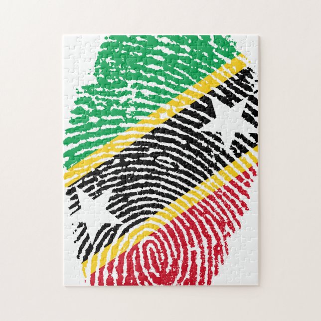 Quebra-cabeça Bandeira da impressão digital de São Cristóvão. (Vertical)