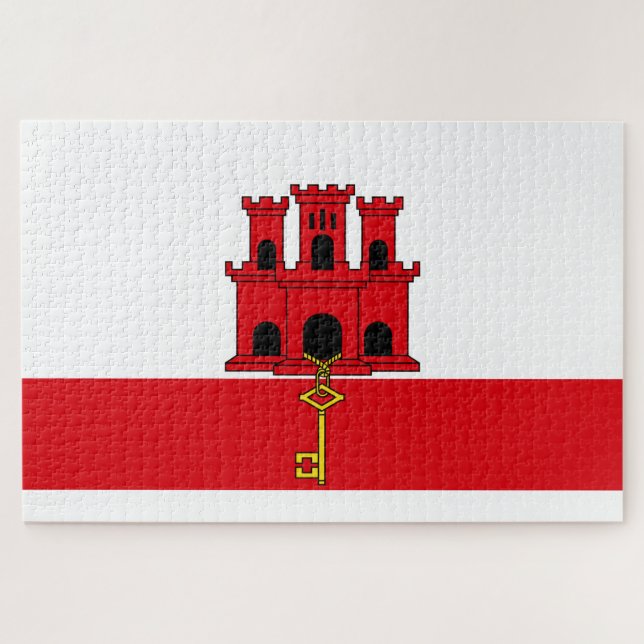 Quebra-cabeça Bandeira de Gibraltar (Horizontal)