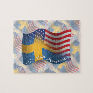 Quebra-cabeça Bandeira de ondulação Sueco-Americana