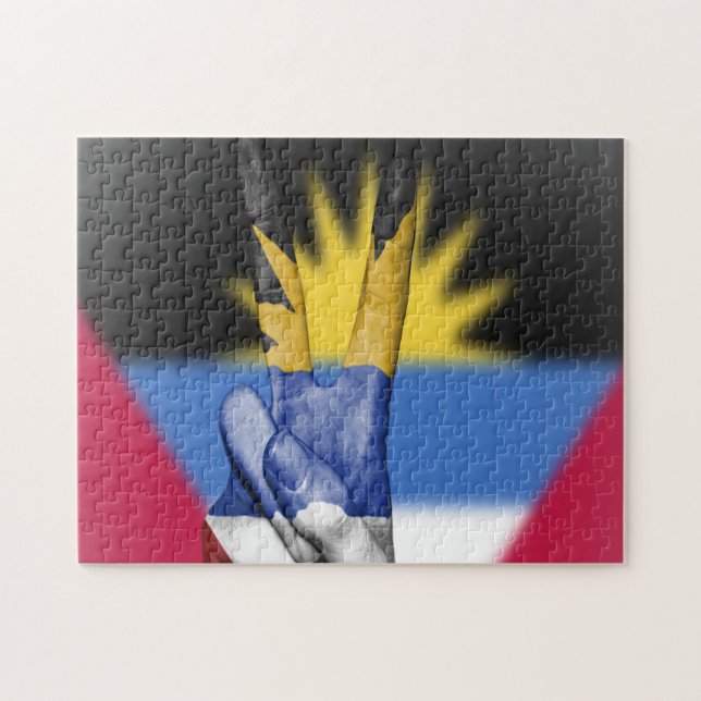 Quebra-cabeça Bandeira de Paz de Antígua e Barbuda. (Horizontal)
