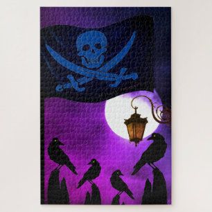 Quebra-cabeça Bandeira de Pirata e Lua