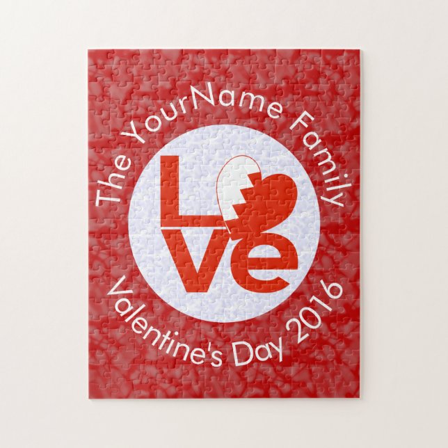 Quebra-cabeça Bandeira do Bahrain Red LOVE Personalizada (Vertical)