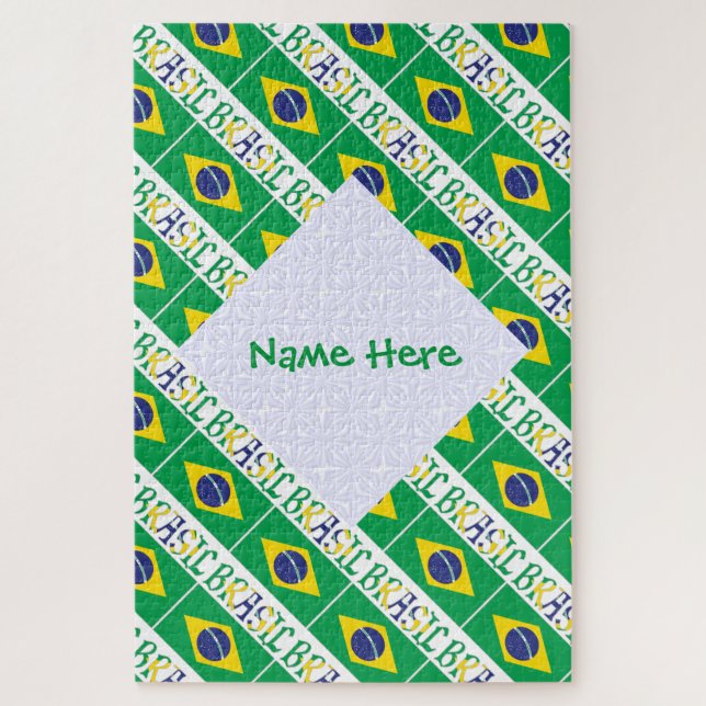 Quebra-cabeça Bandeira do Brasil Personalizada em Mosaico  (Vertical)