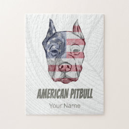 Quebra-cabeça Bandeira do Dog Vintage em Pitbull Americano Terri