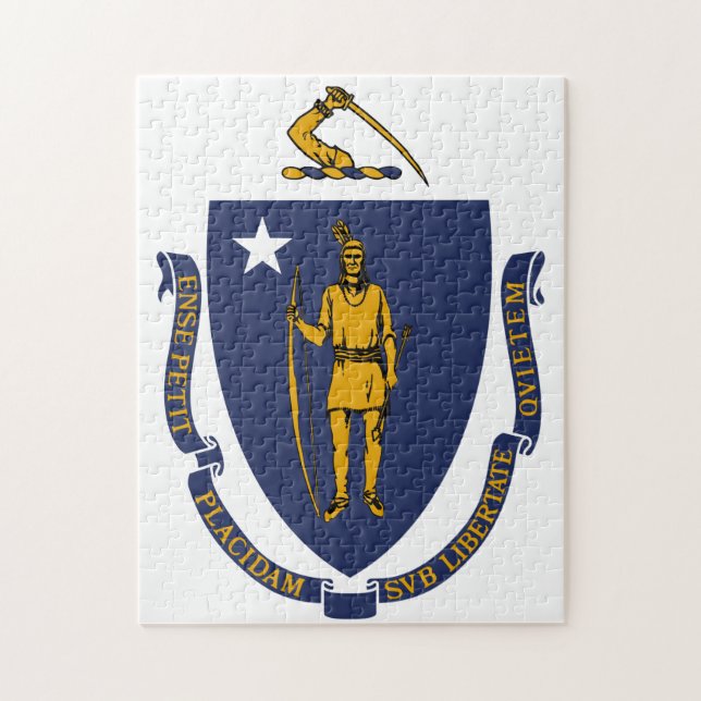 Quebra-cabeça Bandeira do Estado de Massachusetts (Vertical)