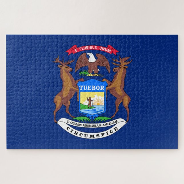 Quebra-cabeça Bandeira do Estado de Michigan (Horizontal)