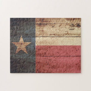 Quebra-cabeça Bandeira do estado de Texas na grão de madeira