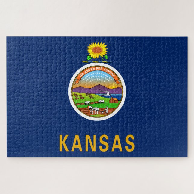 Quebra-cabeça Bandeira do Estado do Kansas (Horizontal)