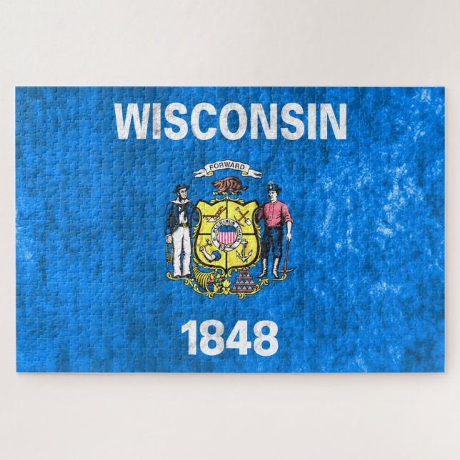 Quebra-cabeça Bandeira do Estado do Wisconsin (Horizontal)